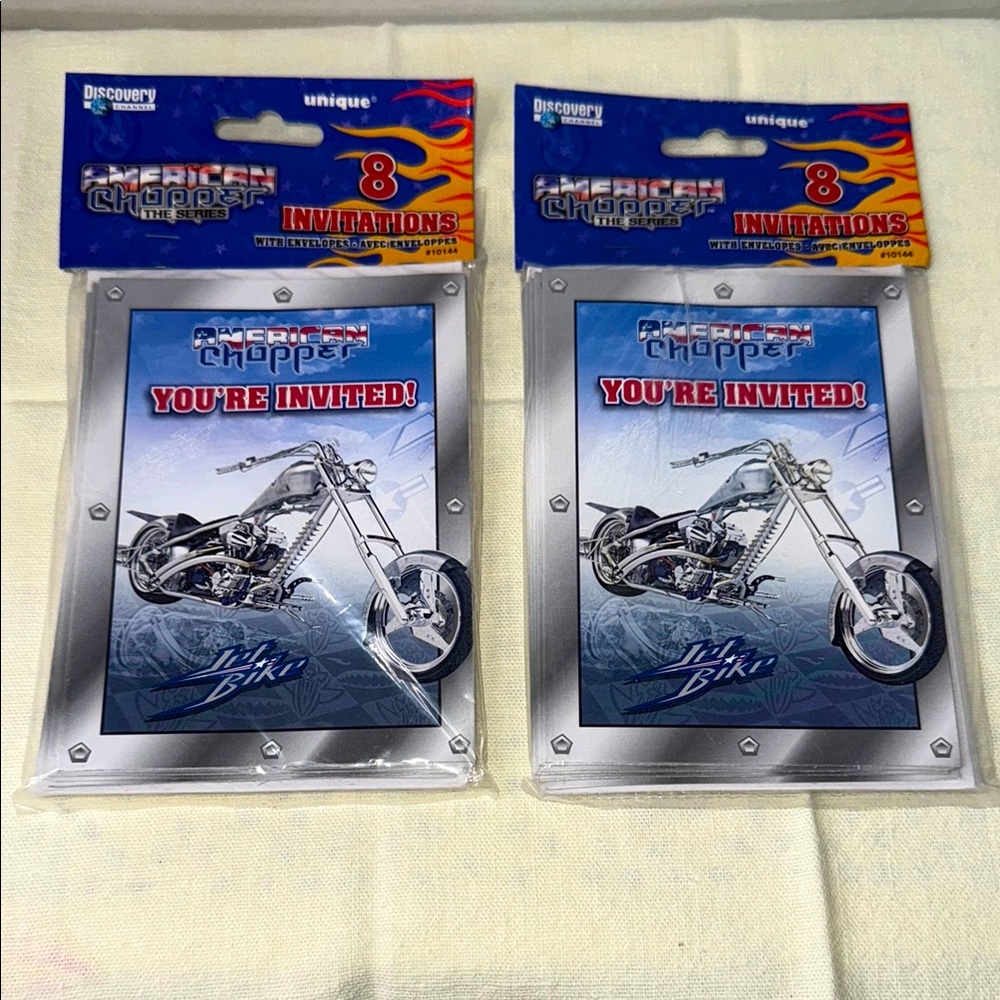 American Chopper Party Invitations Lot of Two Each Package Has 8 Cards Biker